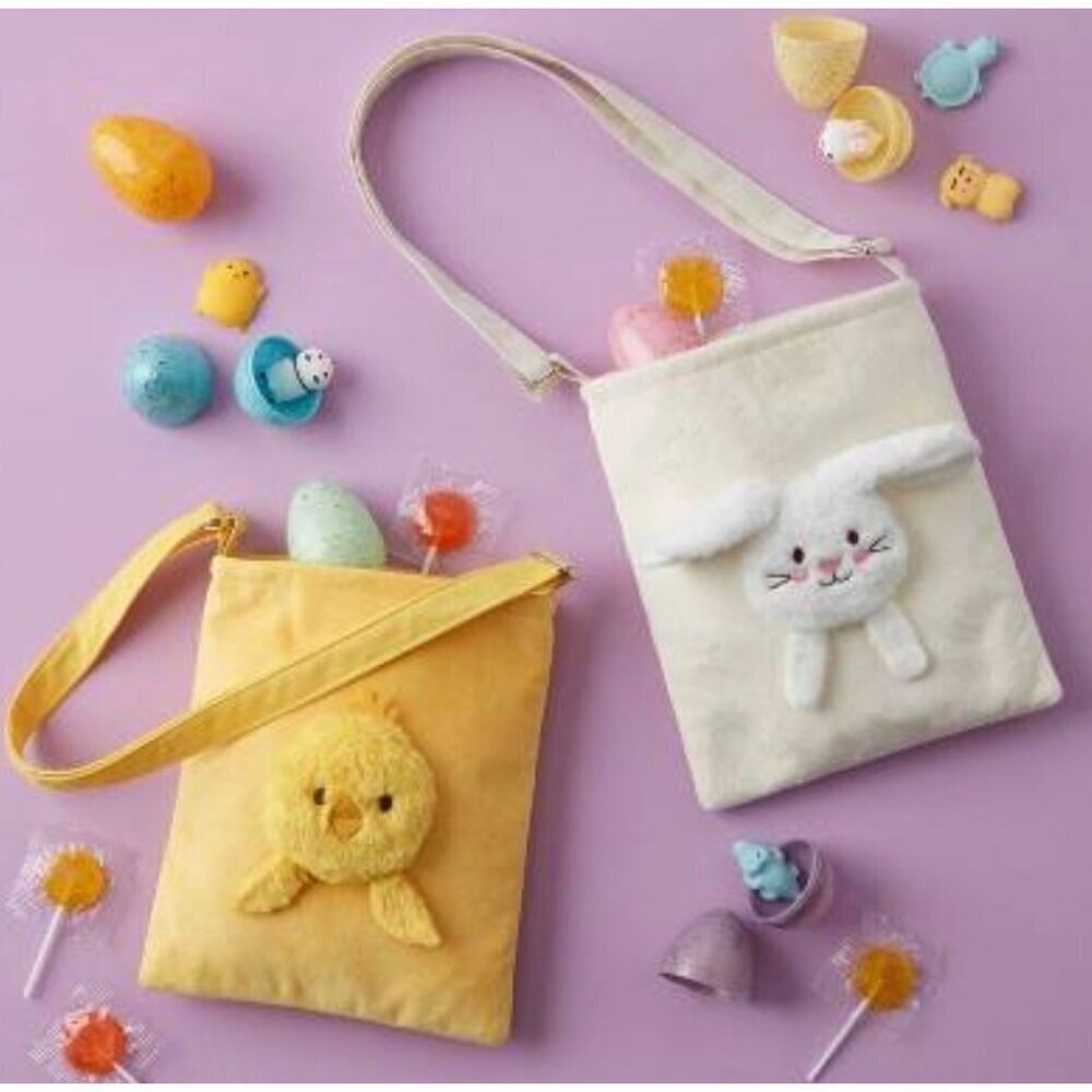 Target Plush Chick or Bunny Easter Crossbody Velour Bag Spritz™ Yellow White